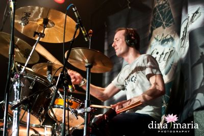 instructor David Kress playing drums